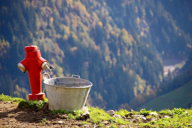 Outdoor day in the mountains water nature and blue sky