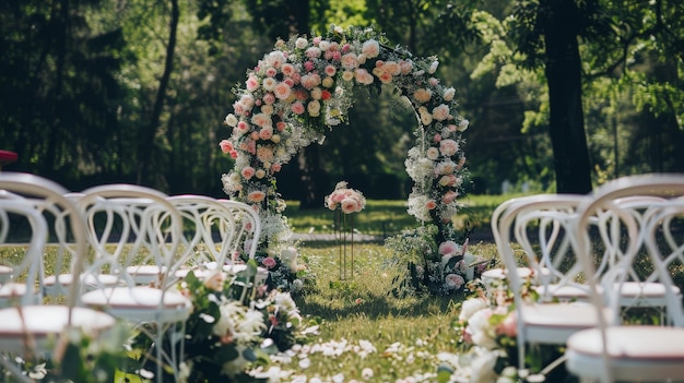 Photo outdoor decoration wedding decorations outdoor ceremony in the open air generative ai