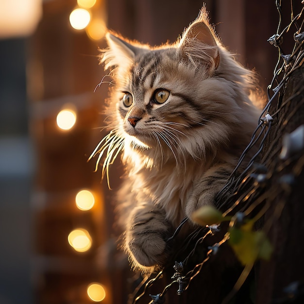 On the outdoor fence warm white black wire fairy lights were wrapped around it