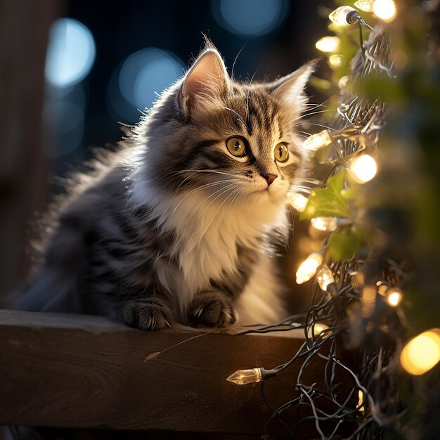 On the outdoor fence warm white black wire fairy lights were wrapped around it