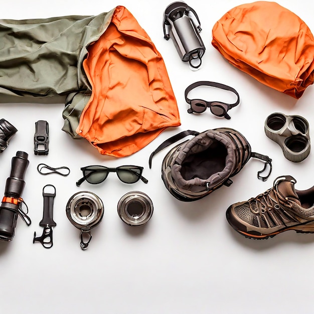 Photo outdoor gear isolated on a white background