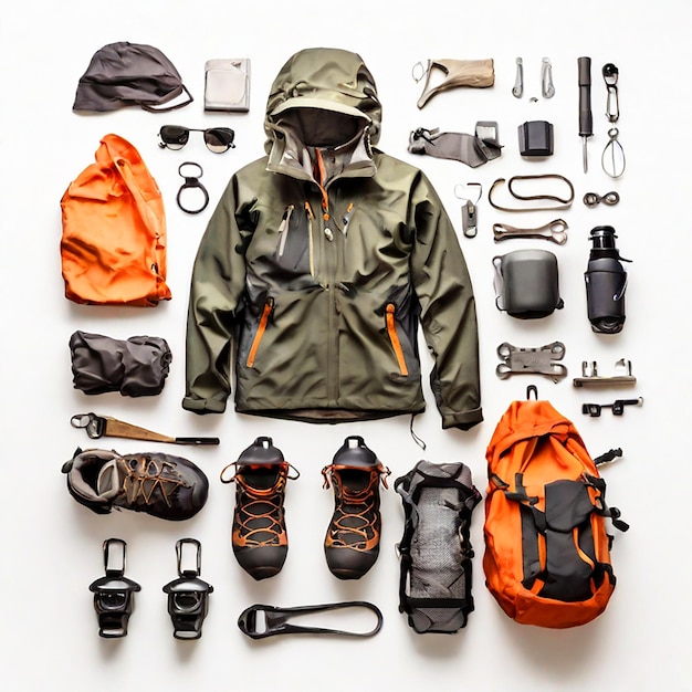 Outdoor Gear isolated on a white background