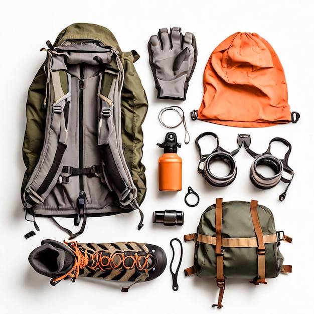 Outdoor Gear isolated on a white background