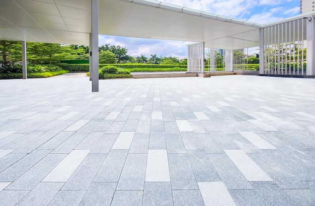 The outdoor ground background of modern buildings under the blue sky