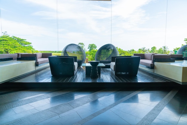 Outdoor patio deck and chair on balcony