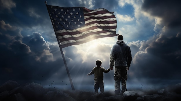 Outdoor Photo of American Flag Waving