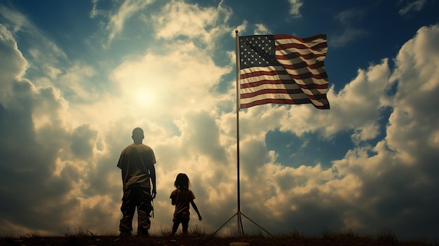 Outdoor Photo of American Flag Waving