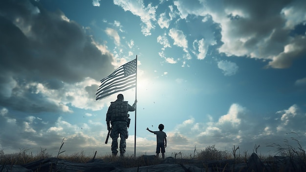 Outdoor Photo of American Flag Waving