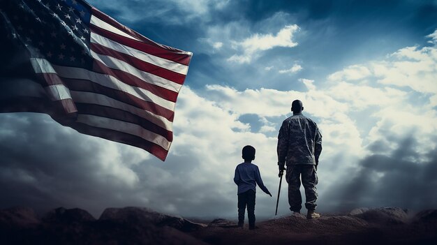 Outdoor Photo of American Flag Waving