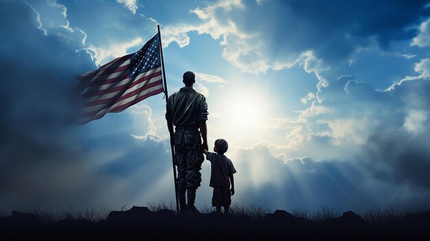 Outdoor Photo of American Flag Waving