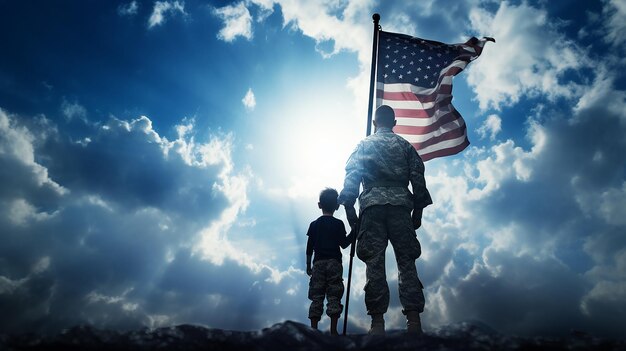 Outdoor Photo of American Flag Waving