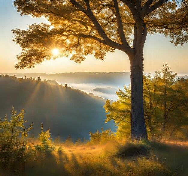 Photo outdoor scenic photography with small tree