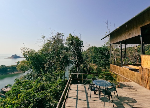 Outdoor seating in a resort at Kaptai lake Rangamati