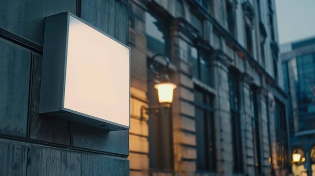 Outdoor square mockup logo signage on building wall