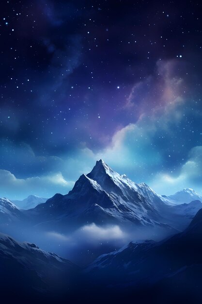 Outdoor Starry Sky Over Mountains