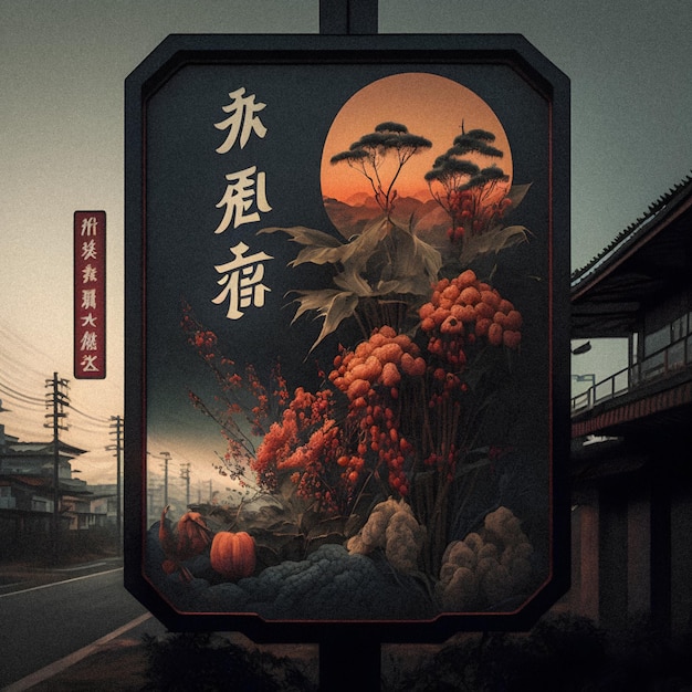 Outdoor street name sign in Chinese towns illustration granular texture