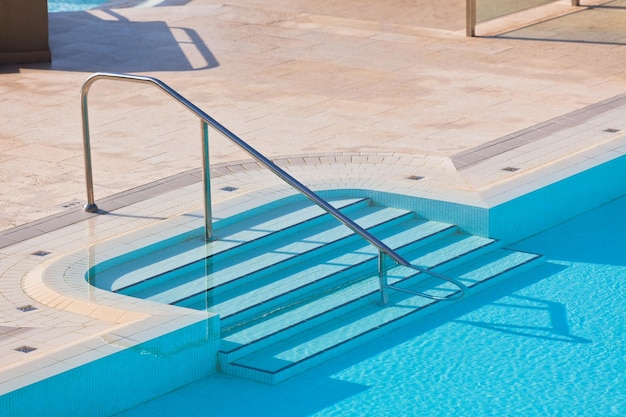 Outdoor Swimming pool with staircase Horizontal shot