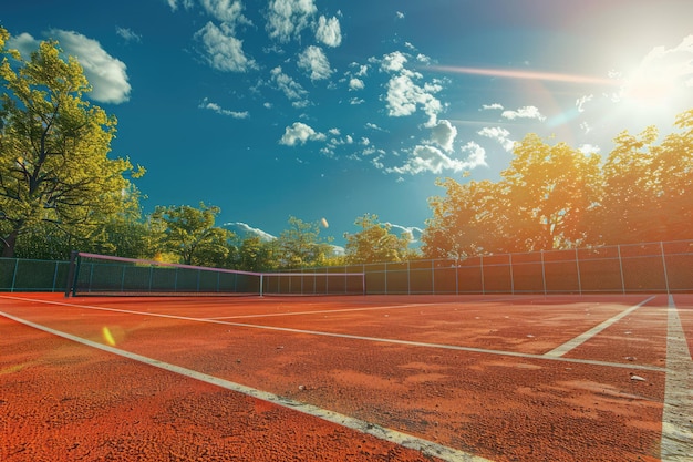 Photo outdoor tennis court on a sunny day