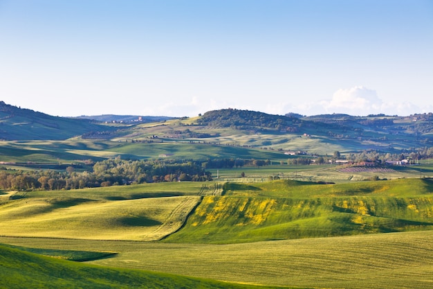 Outdoor Tuscan Val d Orcia green and yellow hills