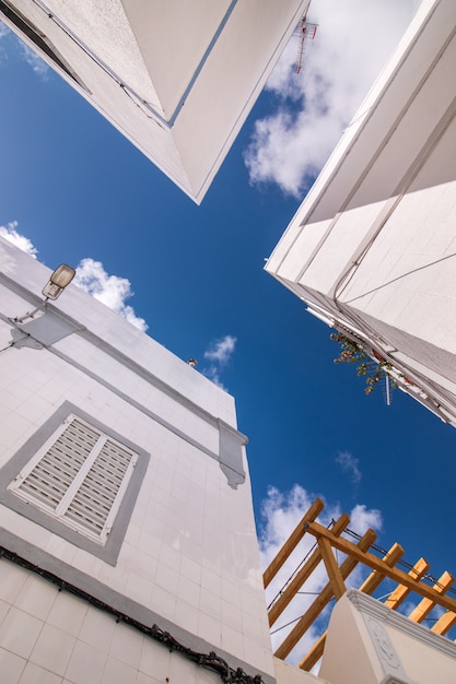 Outdoor view of the typical architecture of the cubist city of Olhao, Portugal.