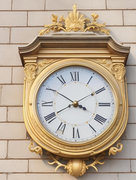 Photo outdoor vintage gold clock on the