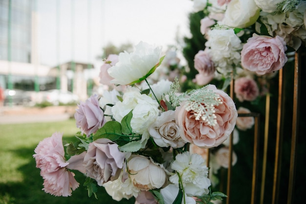 Outdoor wedding ceremony.decoration and decoration of an outdoor wedding ceremony