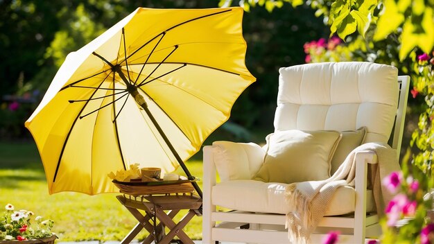 Outdoor with umbrella and chair