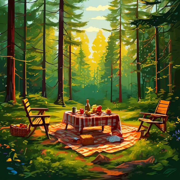 Outdoors picnic scenery in summer time