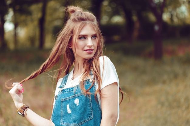 Outdoors portrait of beautiful young girl