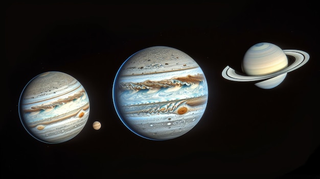 Photo the outer planets of the solar system jupiter saturn uranus and neptune are primarily composed of hydrogen and helium gases