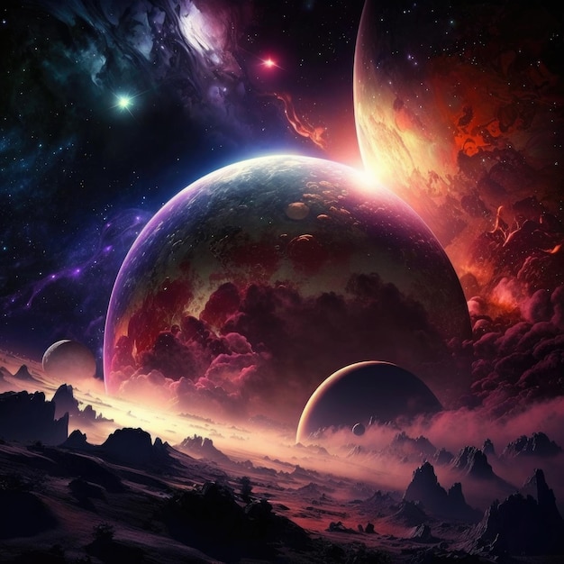 Outer space background realistic Illustration Generative AI