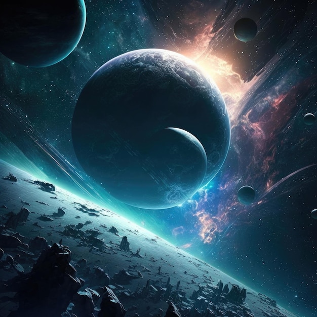 Outer space background realistic Illustration Generative AI