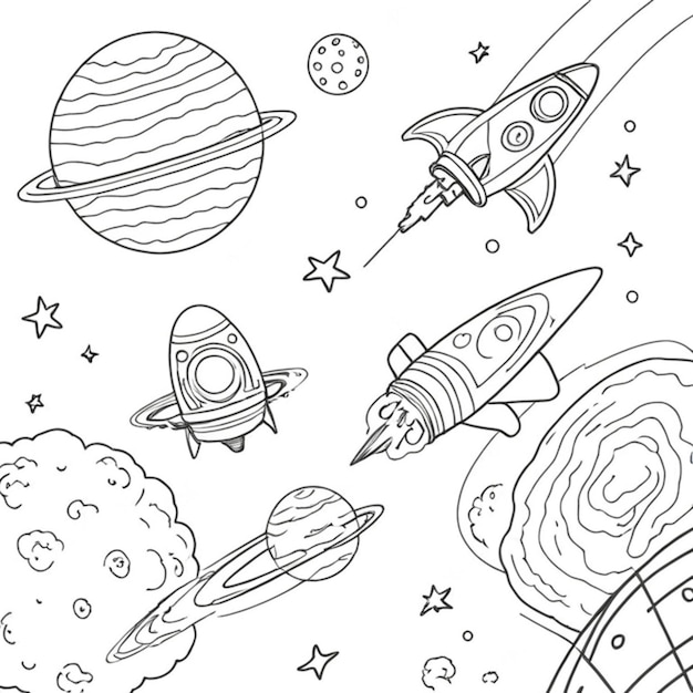 Photo outer space line white background