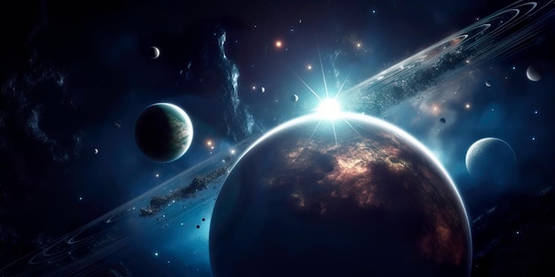 Outer space Science fiction cosmos planets stars and galaxies in outer space Generative AI