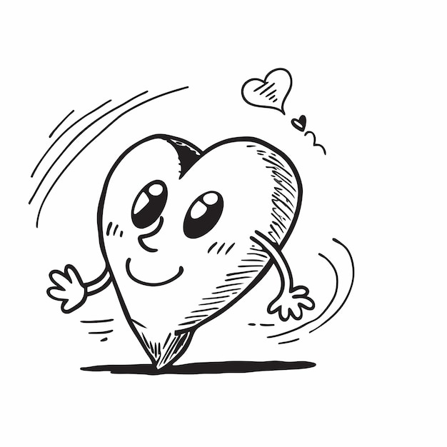 outline art of heart icon with Doodle Line art style generated by AI