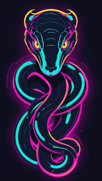 Outline cobra abstract neon outline