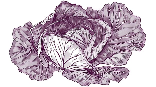 Photo a outline drawing of a cabbage for kids drawing book