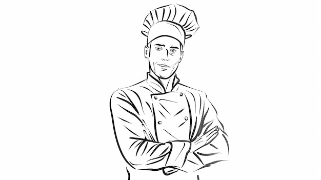 a outline drawing of a Chef