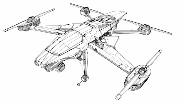 Photo a outline drawing of a drone