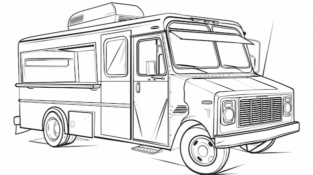 Photo a outline drawing of a food truck