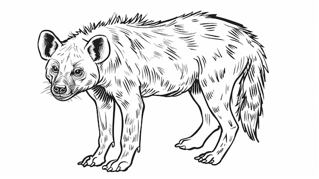 Photo a outline drawing of a hyena for kids drawing book