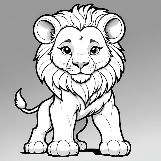 Outline Drawing of a lion with a white mane and tail lion king lion king logo coloring book page