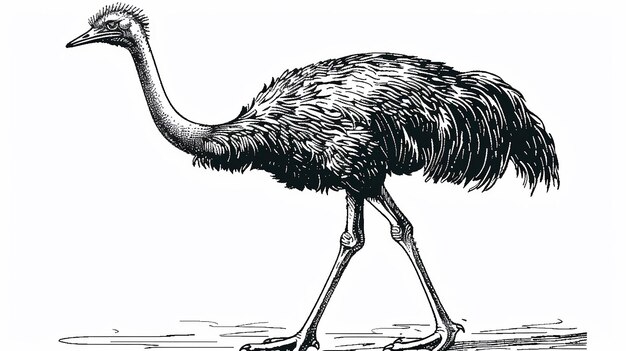 a outline drawing of a Ostrich for kids drawing book