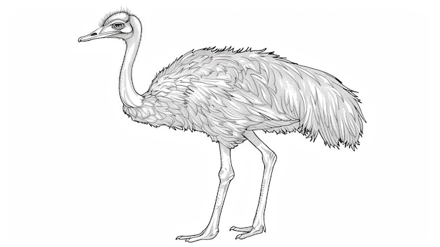 a outline drawing of a Ostrich for kids drawing book