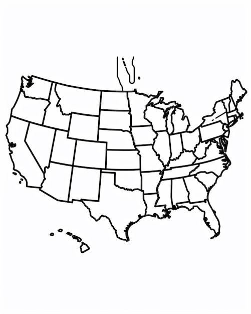 Photo outline map of usa states flat design image