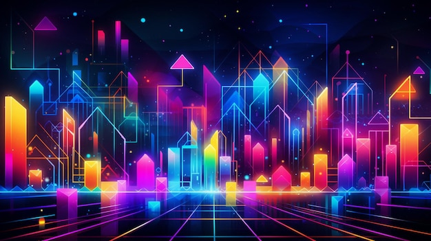 Outline neon digital art illustration background