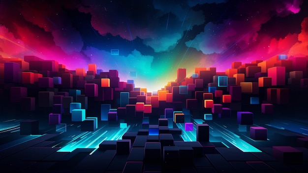 Outline neon digital art illustration background