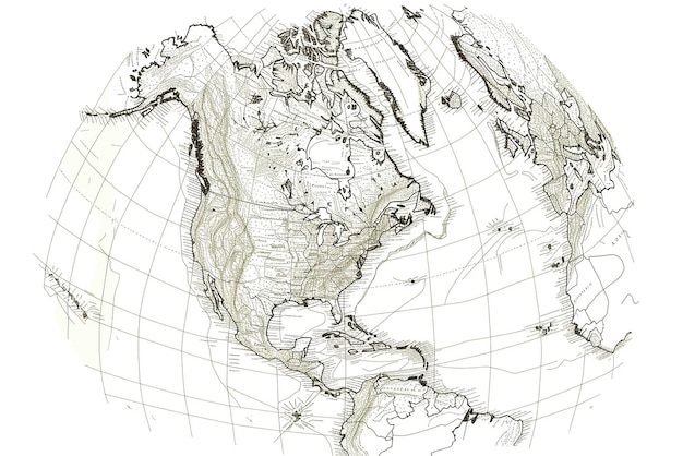 Photo outline of north america and world in vector format