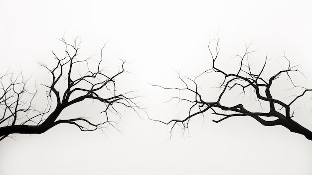 Outline of tree branches on a white backdrop