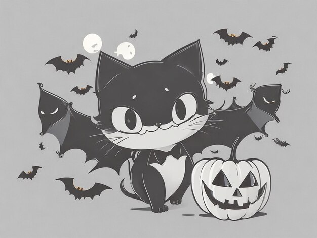 The outline vector cute black cat